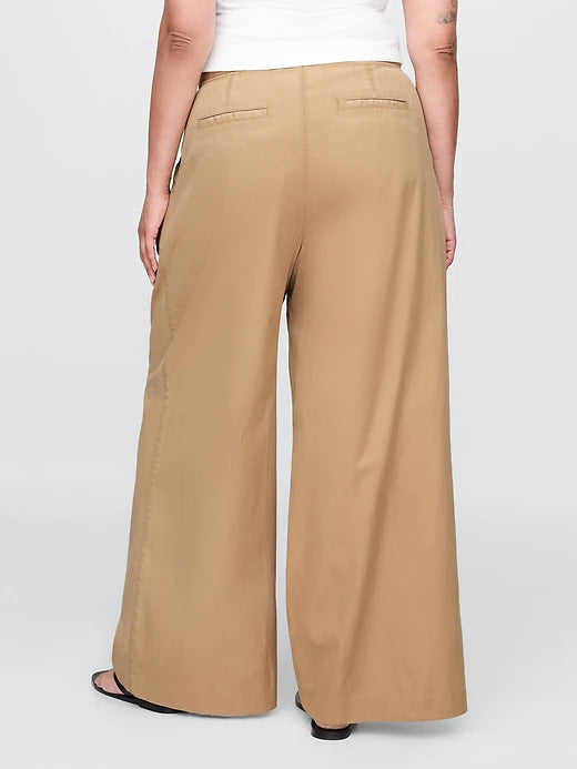 Gap High Rise Twill Pleated Wide-Leg Khakis