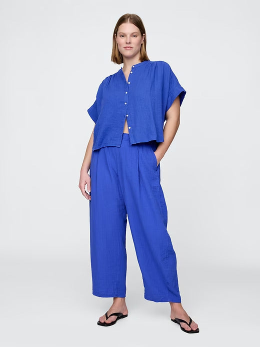 Gap Crinkle Gauze Easy Barrel Pants