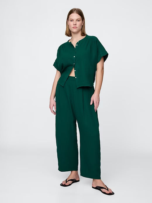 Gap Crinkle Gauze Easy Barrel Pants