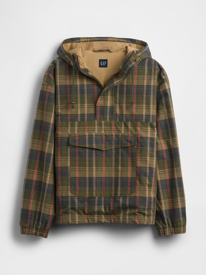 GAP Oversized Plaid Canvas Anorak Jacket