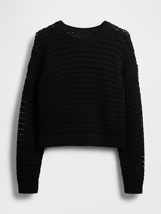 Gap 100% Cotton Crochet Crewneck Sweater