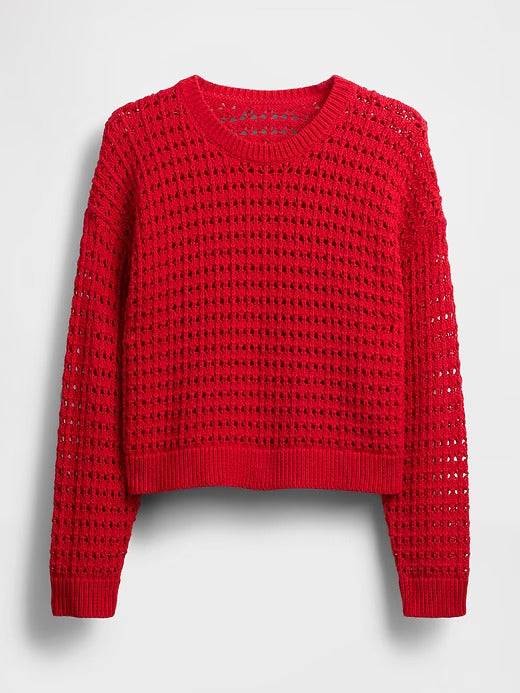 Gap 100% Cotton Crochet Crewneck Sweater
