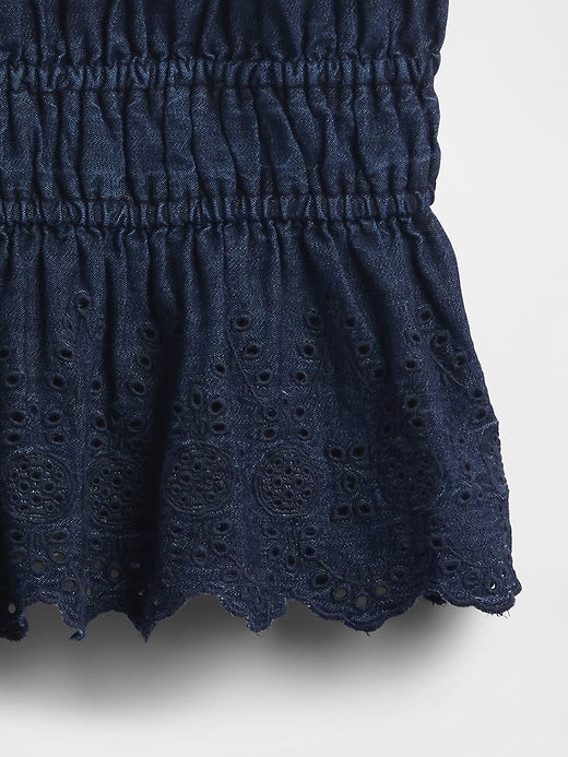 Gap Smocked Eyelet Denim Cami