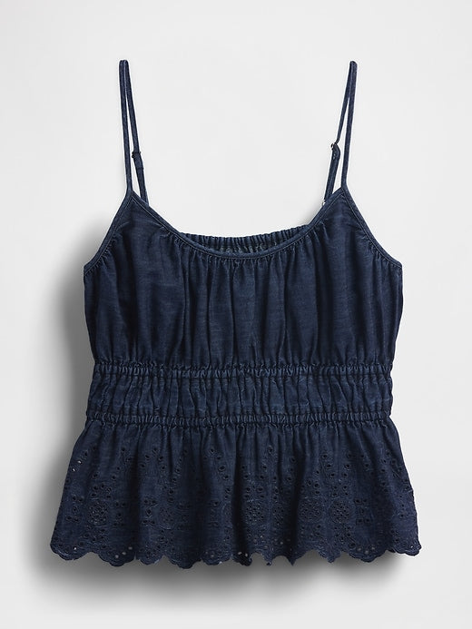 Gap Smocked Eyelet Denim Cami