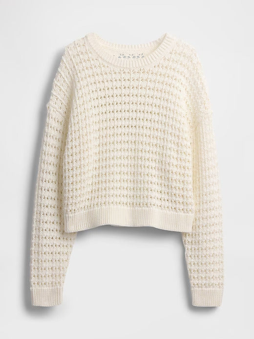 Gap 100% Cotton Crochet Crewneck Sweater