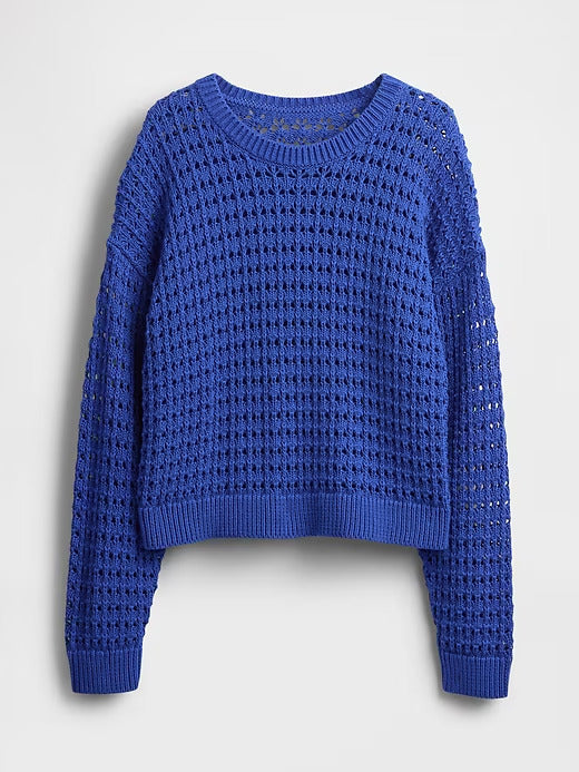 Gap 100% Cotton Crochet Crewneck Sweater