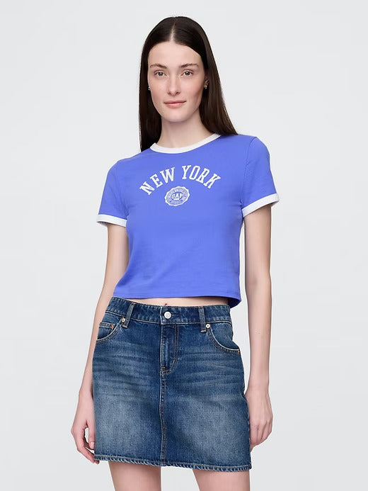 Gap Cotton Jersey New York Logo Shrunken T-Shirt