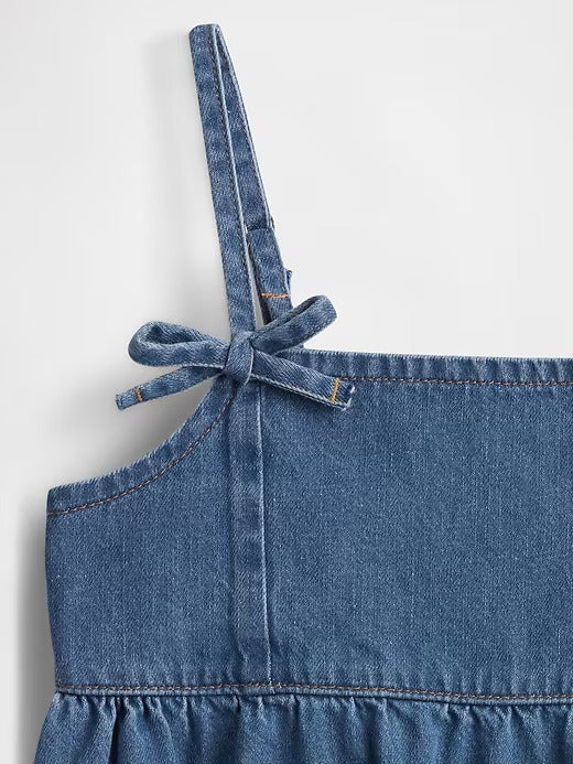 Gap Kids Denim Bow-Strap Peplum Top