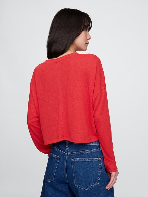 Gap Oversized Linen-Blend Swing Top