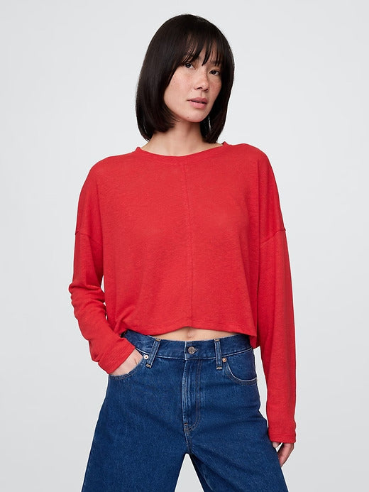 Gap Oversized Linen-Blend Swing Top
