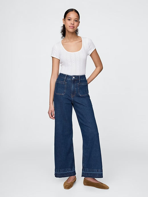 Gap Curvy High Rise Stride Wide-Leg Ankle Jeans