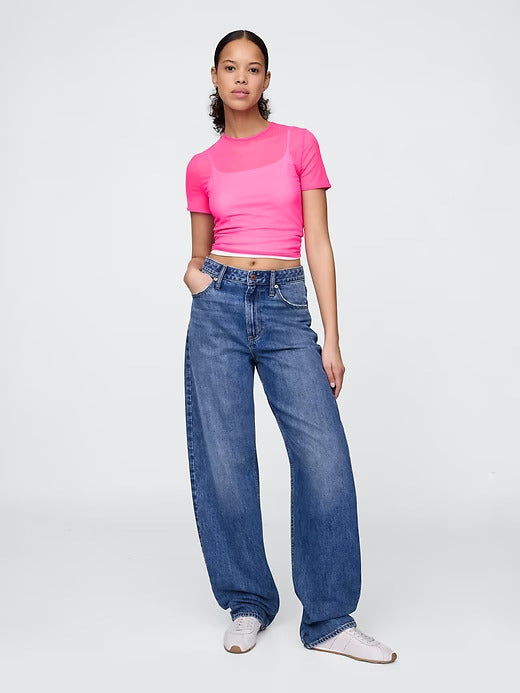 Gap Mesh Cropped T-Shirt
