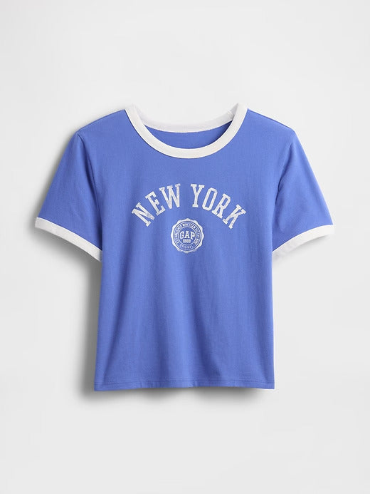 Gap Cotton Jersey New York Logo Shrunken T-Shirt
