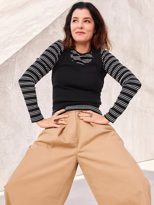 Gap High Rise Twill Pleated Wide-Leg Khakis