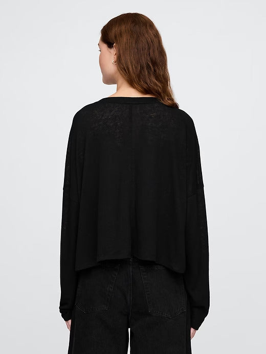 Gap Oversized Linen-Blend Swing Top