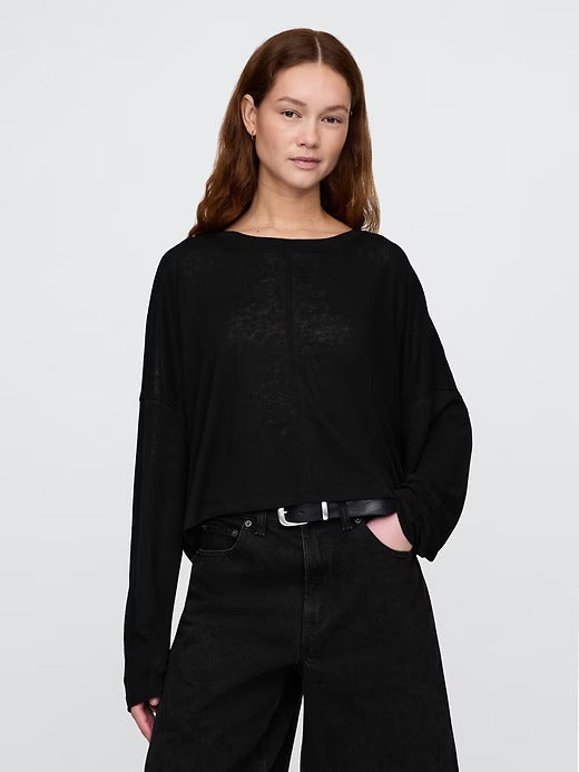Gap Oversized Linen-Blend Swing Top