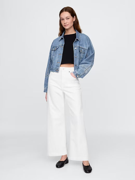 Gap Curvy High Rise Stride Wide-Leg Ankle Jeans