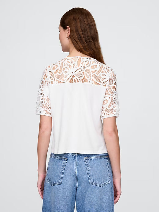Gap Organic Cotton VintageSoft Heavyweight Lace Top
