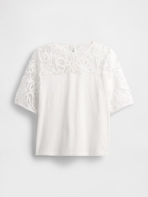 Gap Organic Cotton VintageSoft Heavyweight Lace Top