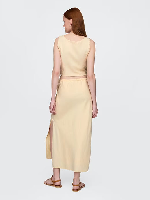 Gap Linen-Blend Midi Skirt