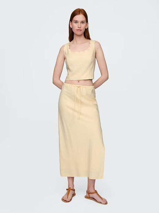 Gap Linen-Blend Midi Skirt