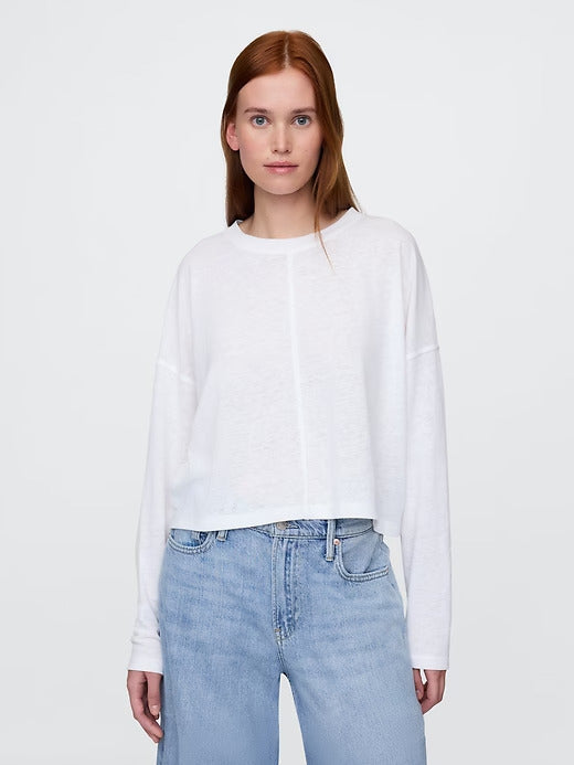 Gap Oversized Linen-Blend Swing Top