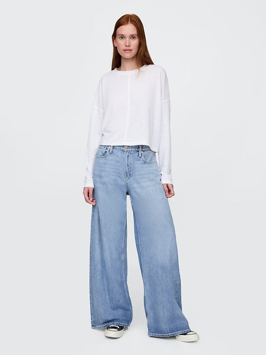 Gap Oversized Linen-Blend Swing Top