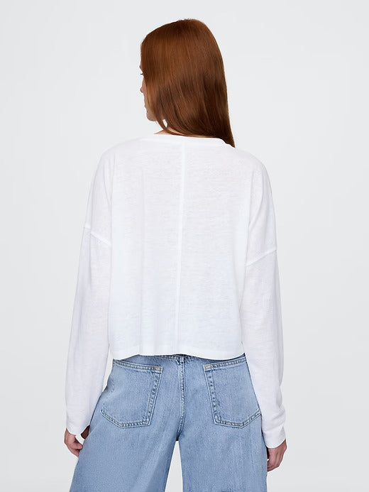 Gap Oversized Linen-Blend Swing Top