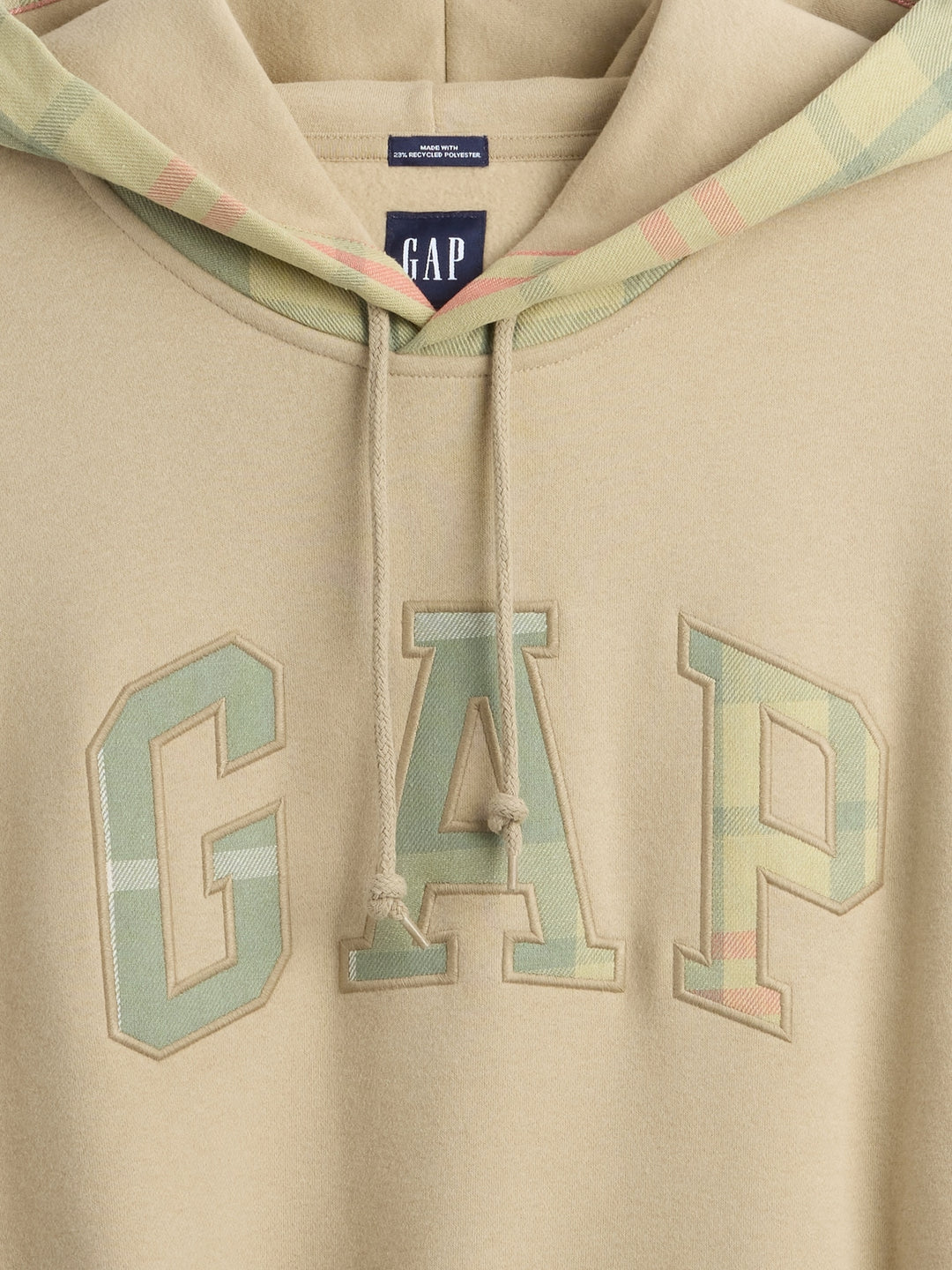 GAP VintageSoft Plaid Arch Logo Hoodie
