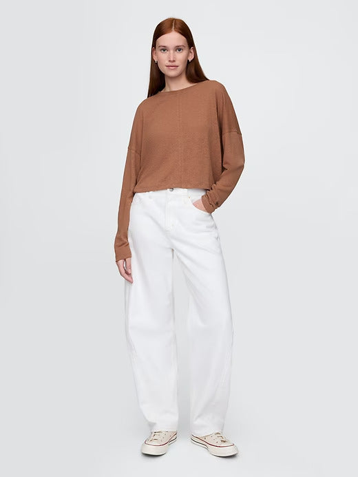 Gap Oversized Linen-Blend Swing Top