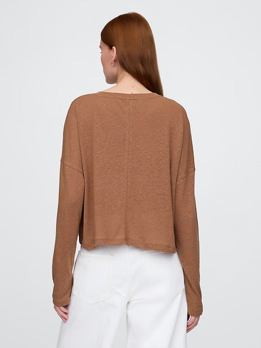 Gap Oversized Linen-Blend Swing Top
