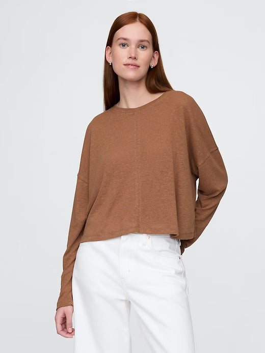 Gap Oversized Linen-Blend Swing Top