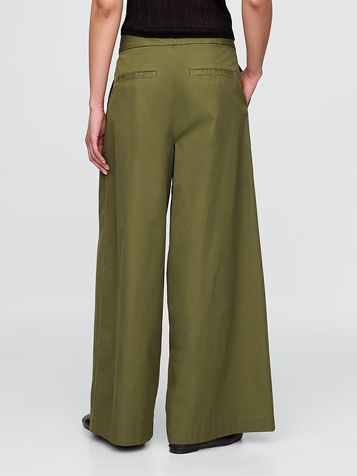 Gap High Rise Twill Pleated Wide-Leg Khakis