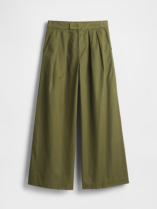 Gap High Rise Twill Pleated Wide-Leg Khakis