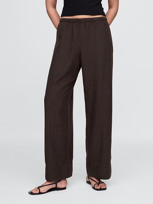 Gap Linen-Blend Easy Wide-Hem Pants