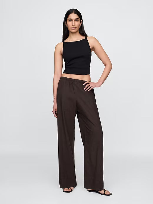 Gap Linen-Blend Easy Wide-Hem Pants