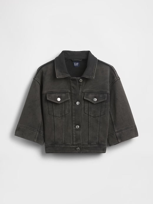 Gap Heavyweight French Terry Denim Cropped Jacket