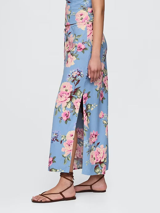 Gap Linen-Blend Midi Skirt