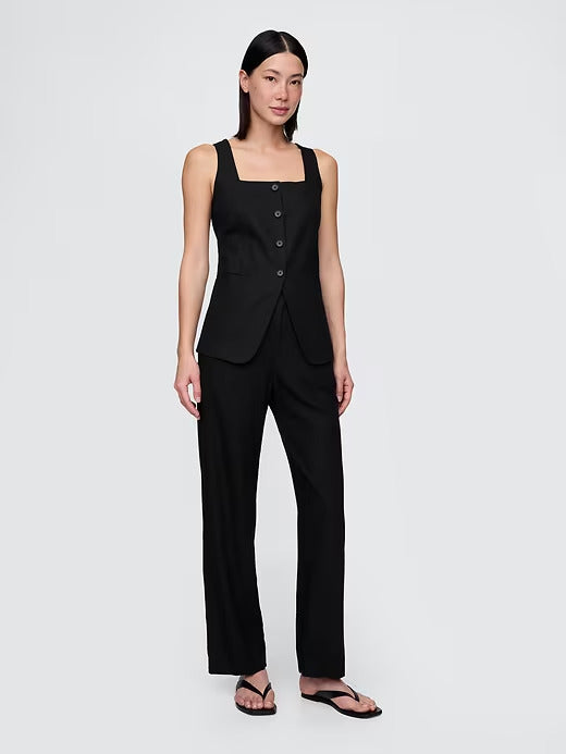 Gap Linen-Blend Relaxed Straight Ankle Pants