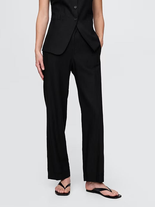 Gap Linen-Blend Relaxed Straight Ankle Pants