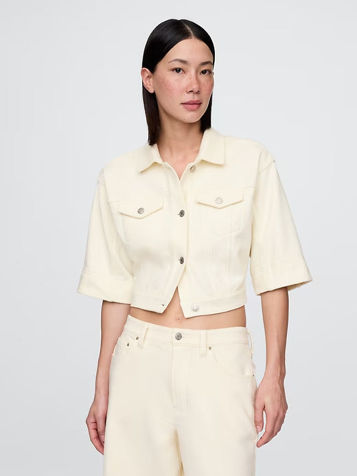 Gap Heavyweight French Terry Denim Cropped Jacket