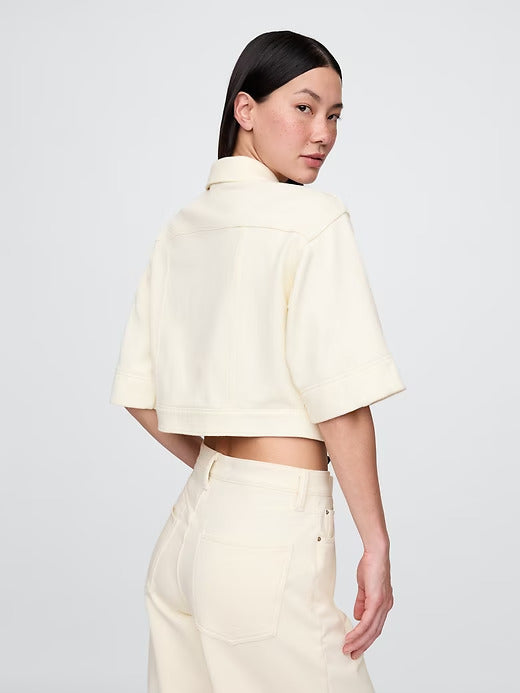 Gap Heavyweight French Terry Denim Cropped Jacket