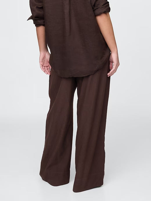 Gap Linen-Blend Easy Wide-Hem Pants