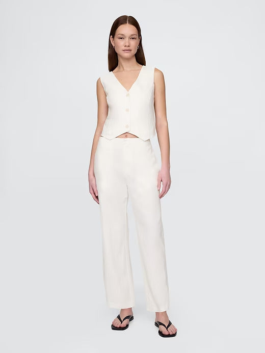 Gap Linen-Blend Relaxed Straight Ankle Pants