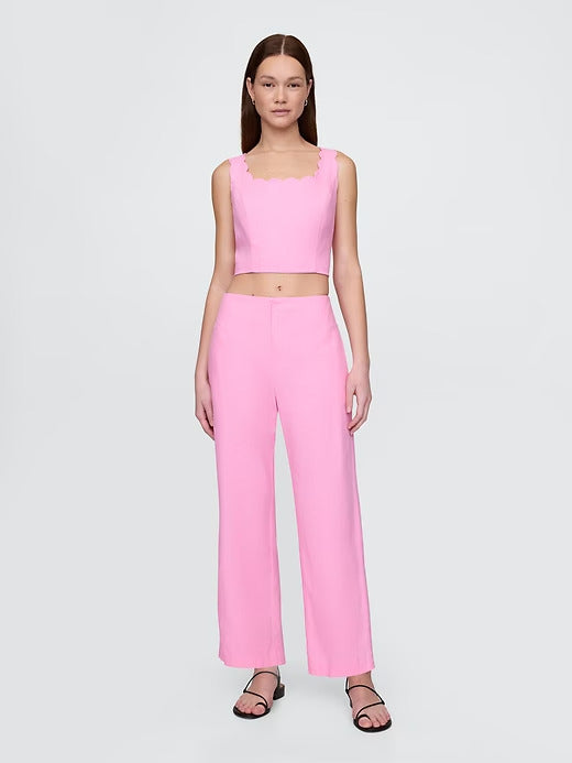 Gap Linen-Blend Relaxed Straight Ankle Pants