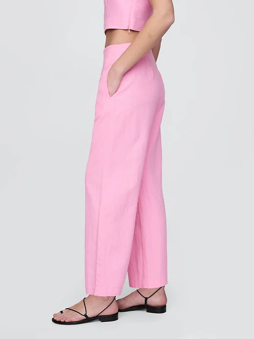 Gap Linen-Blend Relaxed Straight Ankle Pants
