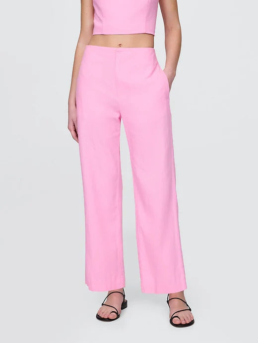 Gap Linen-Blend Relaxed Straight Ankle Pants
