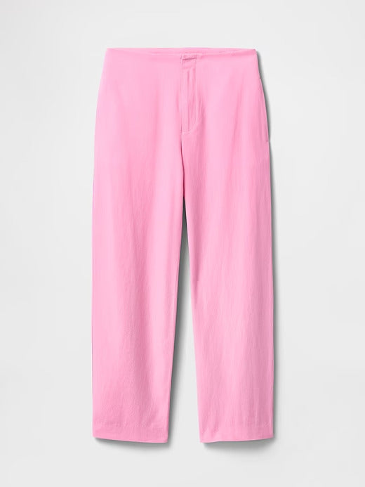 Gap Linen-Blend Relaxed Straight Ankle Pants