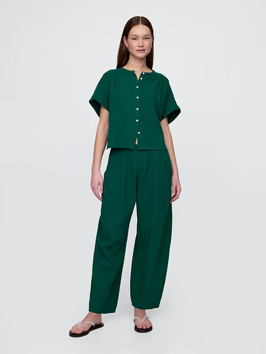 Gap Crinkle Gauze Easy Barrel Pants