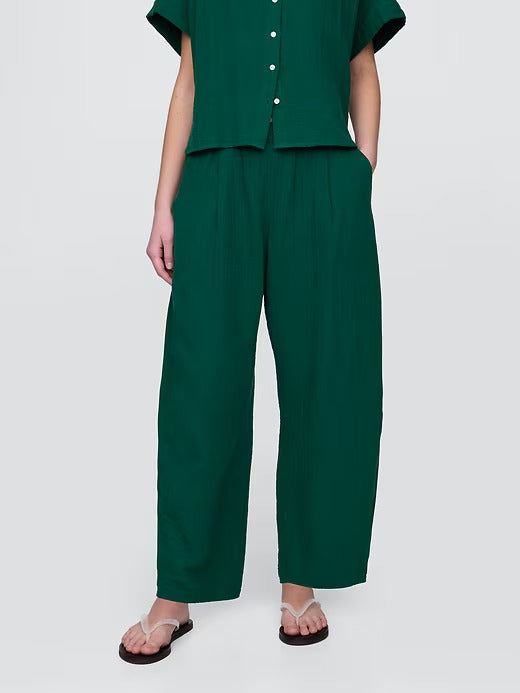 Gap Crinkle Gauze Easy Barrel Pants